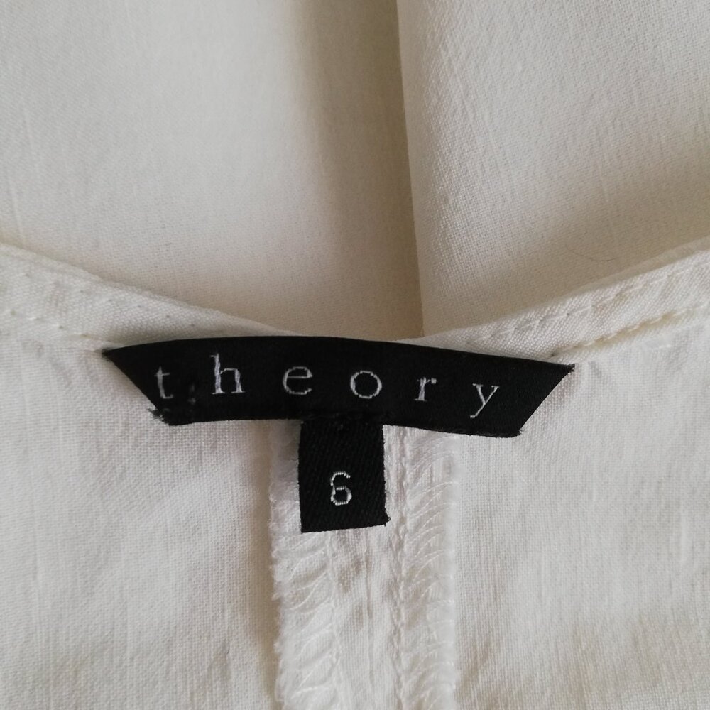 Theory White V-Neck Sleeveless Midi Dress with Belt - Picture 10 of 12